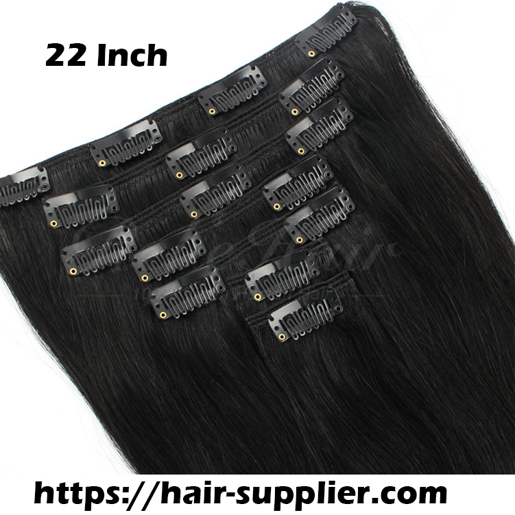 22 Inch Clip-In Hair Extensions Black | Silky & Natural Wholesale